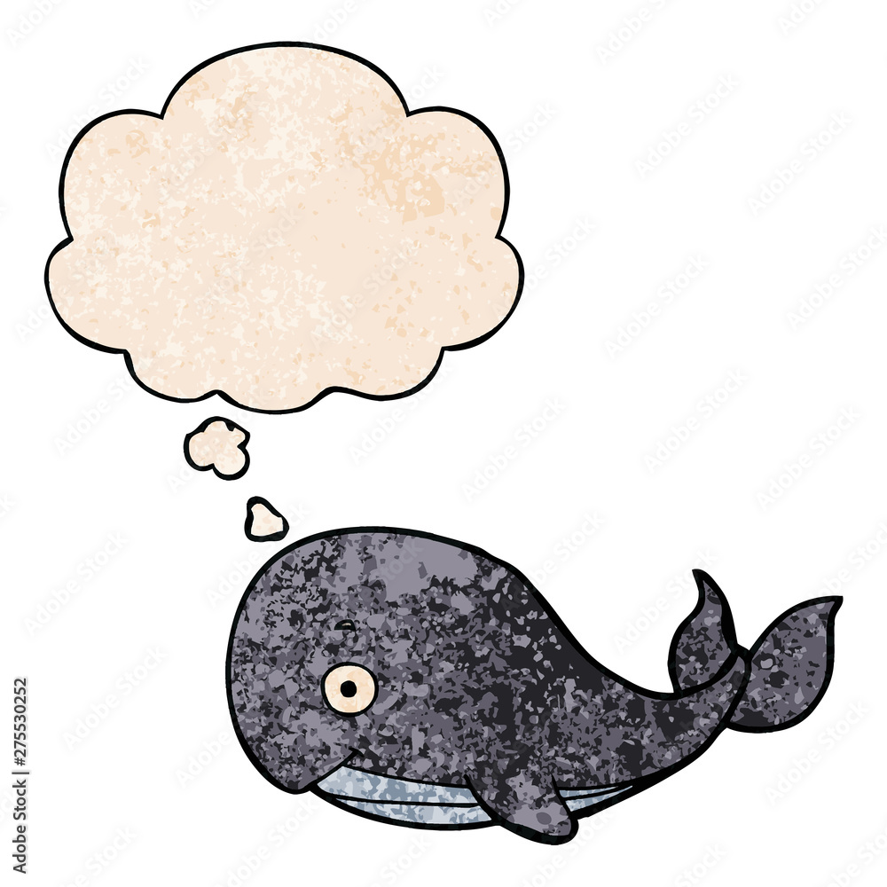 cartoon whale and thought bubble in grunge texture pattern style cartoon whale and thought bubble in grunge texture pattern style