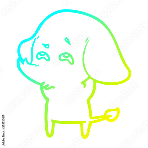 cold gradient line drawing cartoon elephant remembering