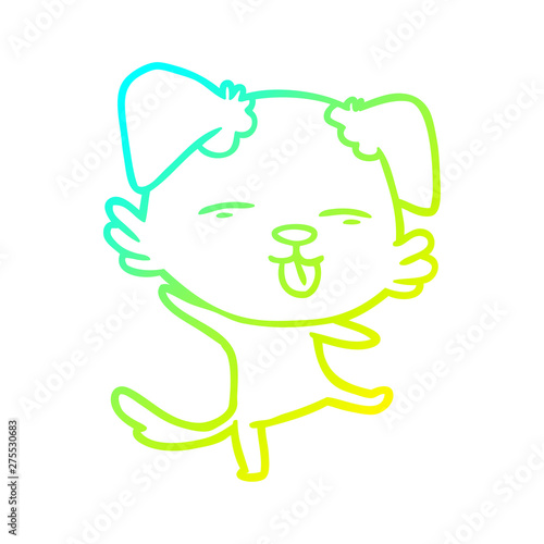 cold gradient line drawing cartoon dancing dog