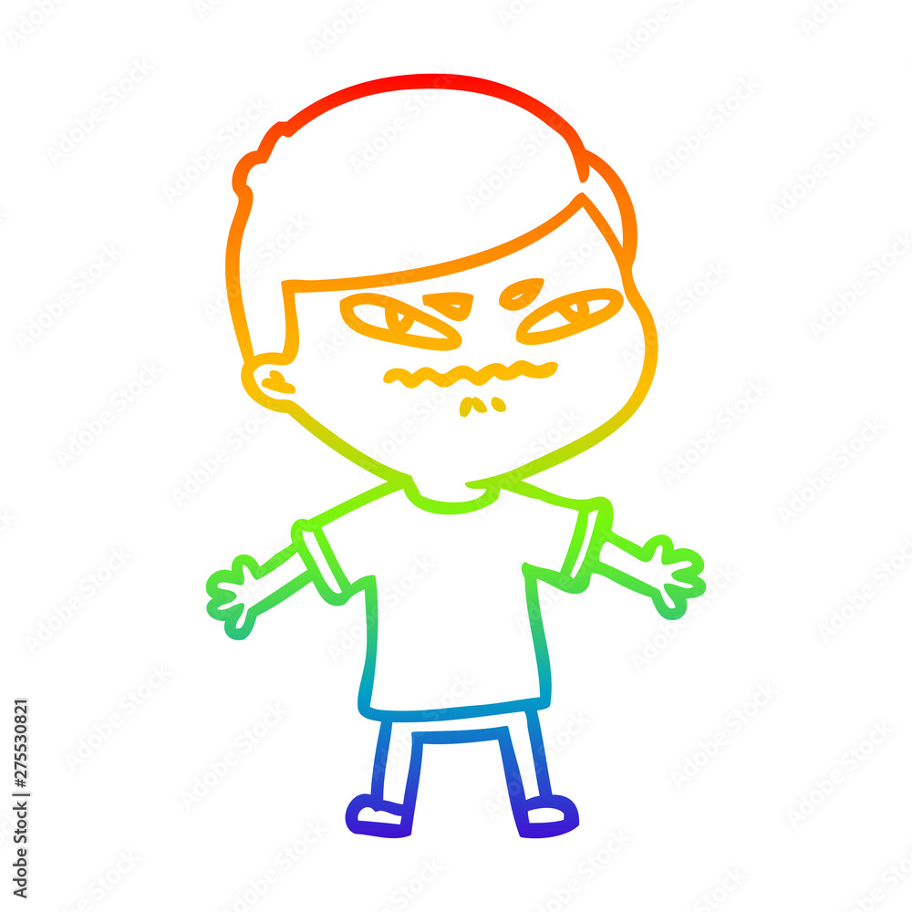 rainbow gradient line drawing cartoon exasperated man rainbow gradient line drawing cartoon exasperated man