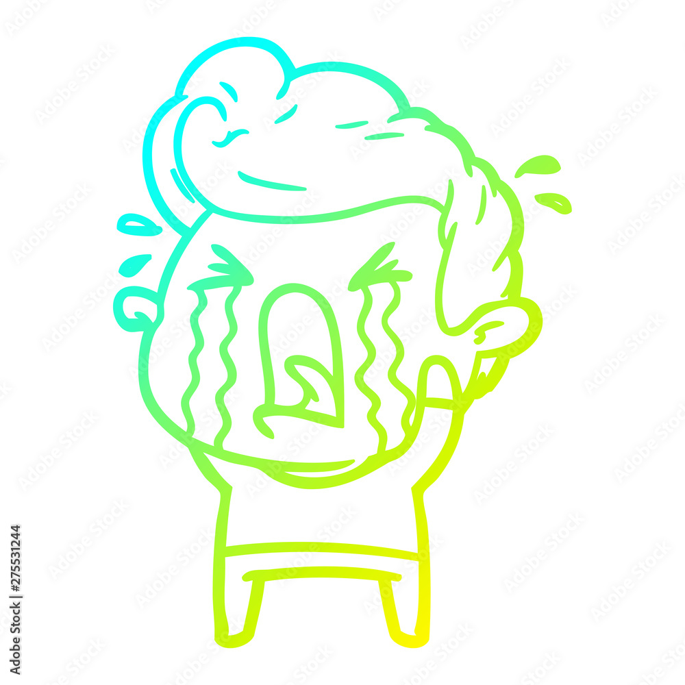 cold gradient line drawing cartoon crying man cold gradient line drawing cartoon crying man