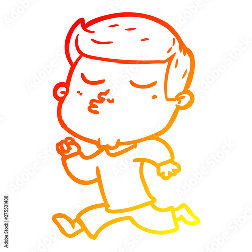 warm gradient line drawing cartoon model guy pouting