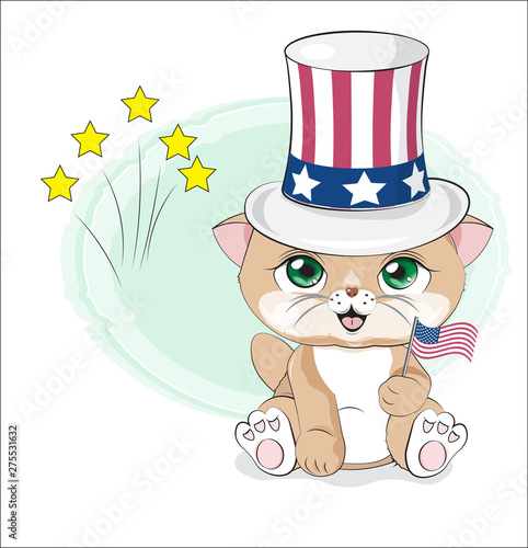 cat happy Independence Day America