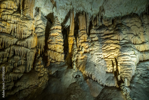 Принти на полотні Stalactites and stalagmites underground in cave system in Postojna