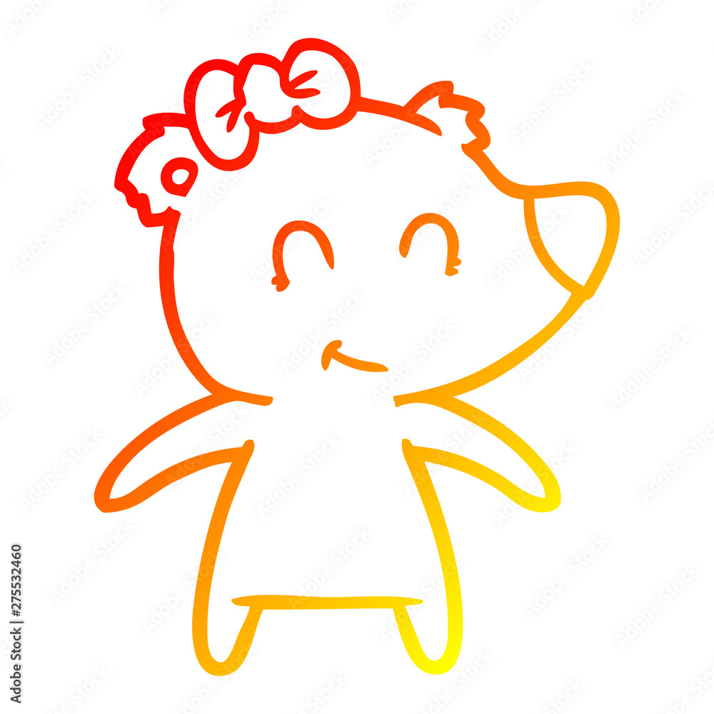 Obraz premium warm gradient line drawing female bear cartoon