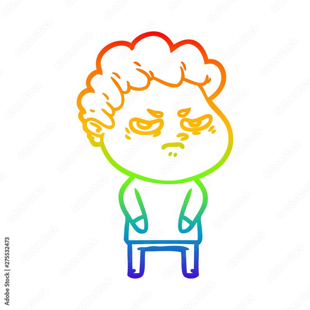 rainbow gradient line drawing cartoon angry man rainbow gradient line drawing cartoon angry man