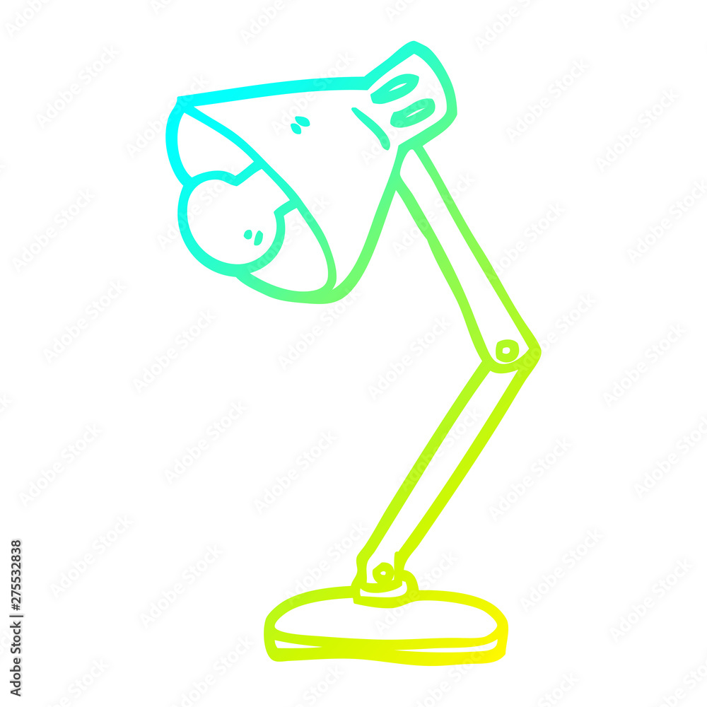 cold gradient line drawing cartoon angled desk lamp