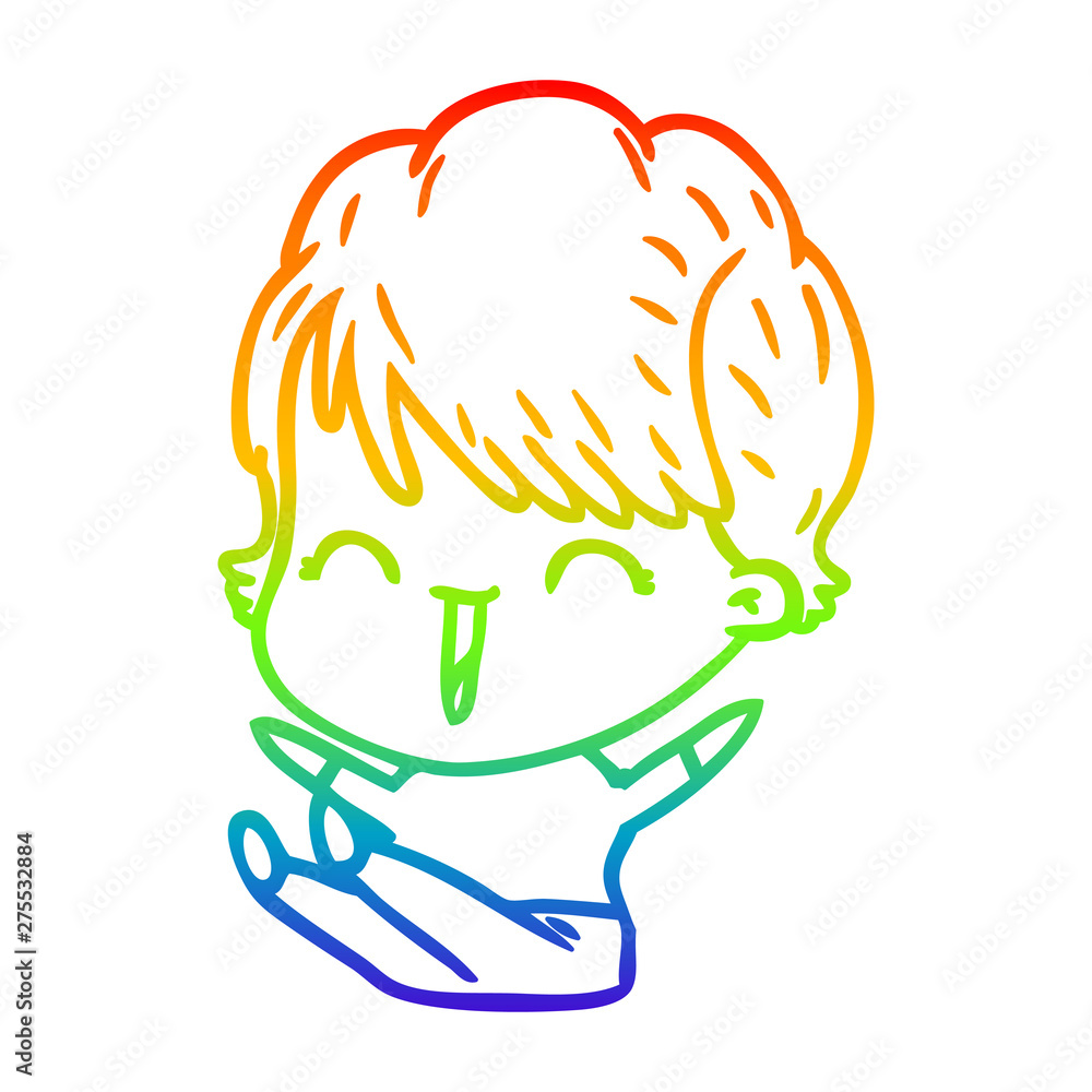 rainbow gradient line drawing cartoon laughing woman rainbow gradient line drawing cartoon laughing woman