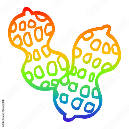 rainbow gradient line drawing cartoon peanut