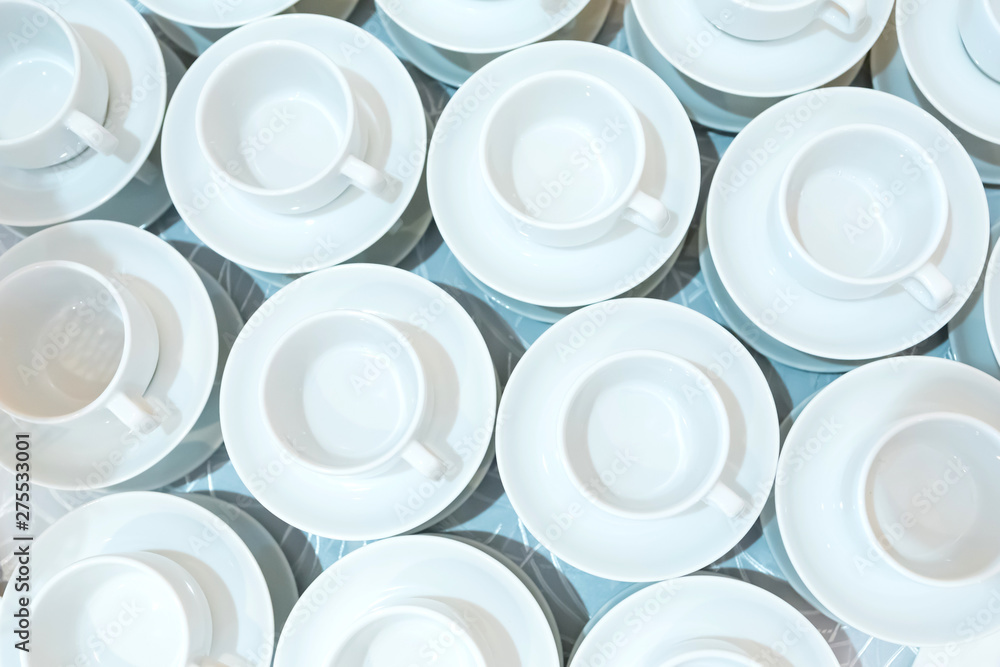 cups for coffee or tea, top view. background with cups many cups background, top view cups for coffee or tea, top view. background with cups many cups background, top view