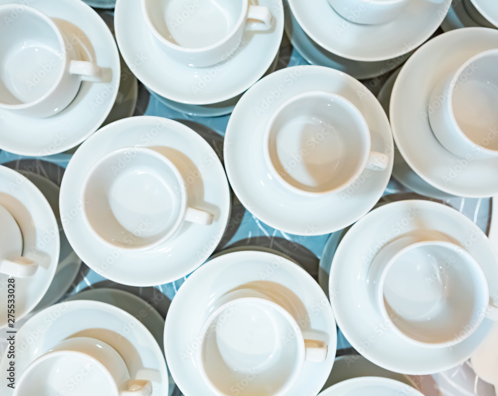 cups for coffee or tea, top view. background with cups many cups background, top view cups for coffee or tea, top view. background with cups many cups background, top view
