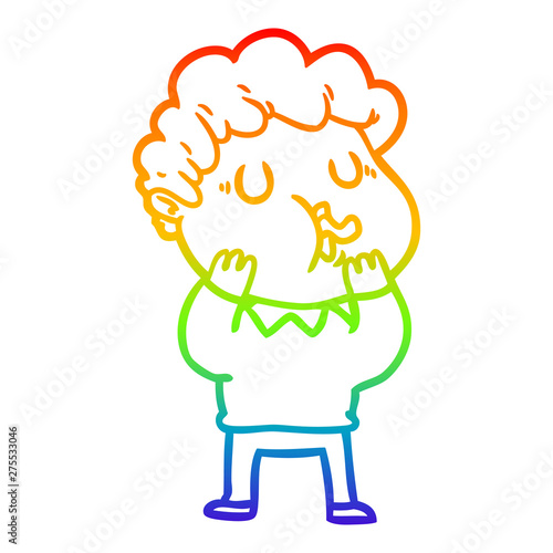 rainbow gradient line drawing cartoon man singing