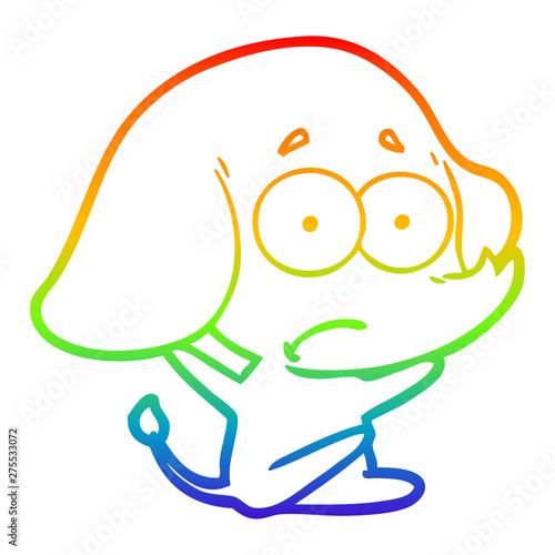 rainbow gradient line drawing cartoon unsure elephant