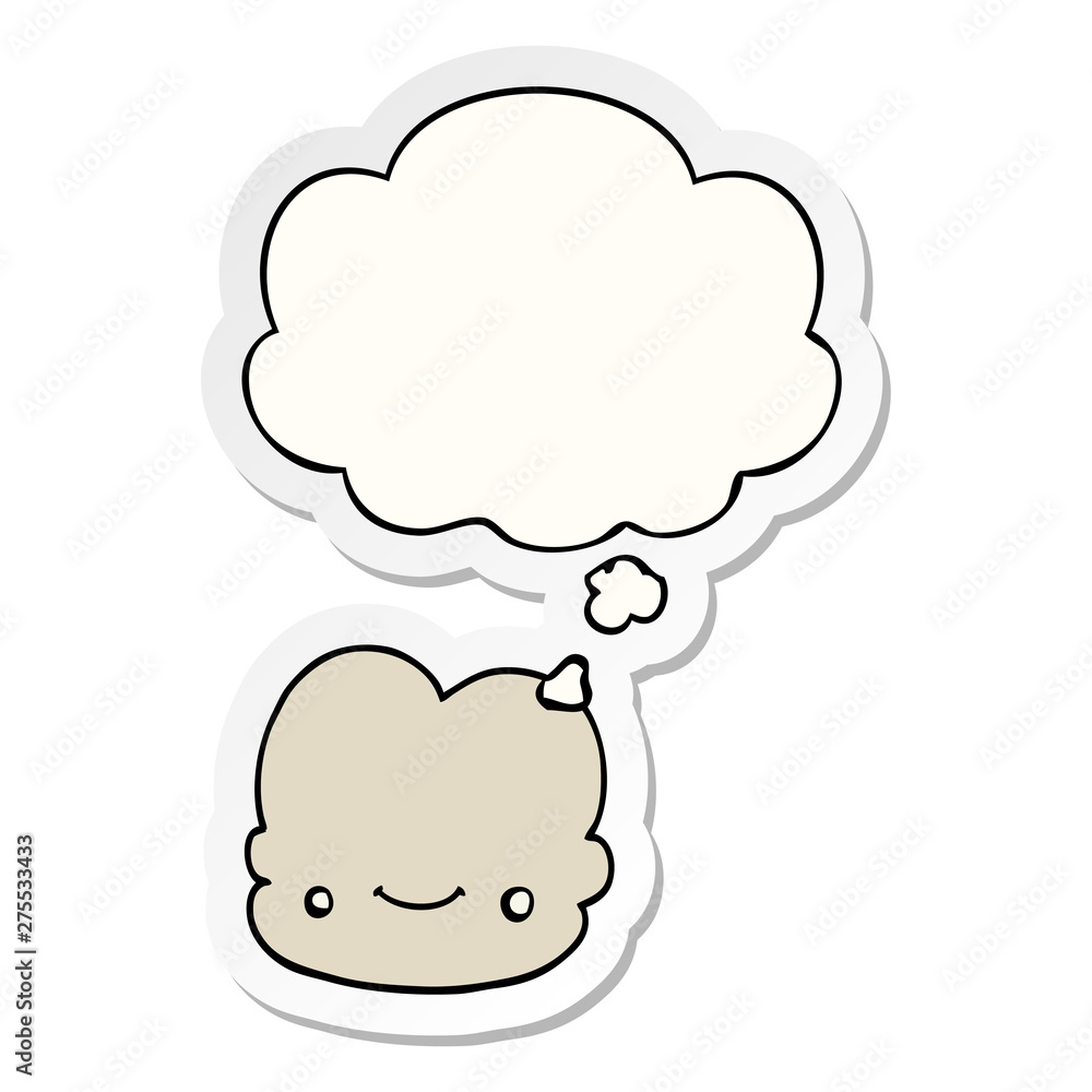 cartoon cloud and thought bubble as a printed sticker cartoon cloud and thought bubble as a printed sticker