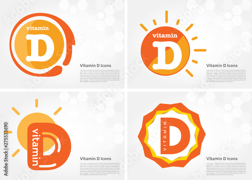 Vitamin D sun shining pill capsule icon collection black set, cholecalciferol. golden Vitamin complex with Chemical formula substance drop. Medical for heath Vector illustration