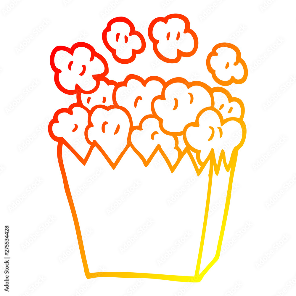 warm gradient line drawing cartoon popcorn warm gradient line drawing cartoon popcorn