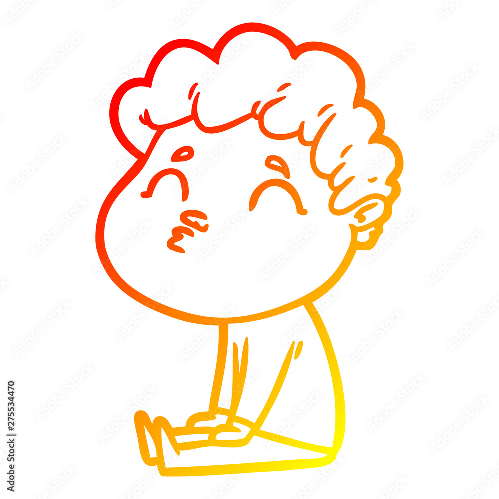 warm gradient line drawing cartoon man pouting warm gradient line drawing cartoon man pouting