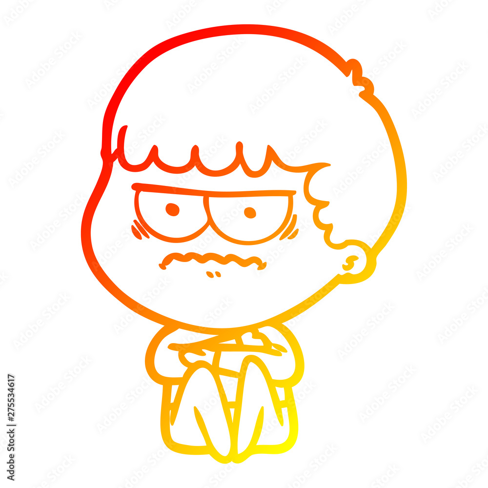 warm gradient line drawing cartoon annoyed man warm gradient line drawing cartoon annoyed man