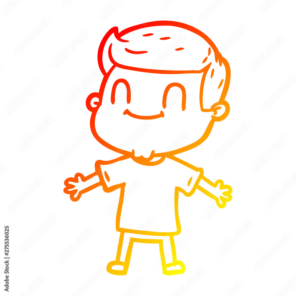 Obraz premium warm gradient line drawing cartoon friendly man