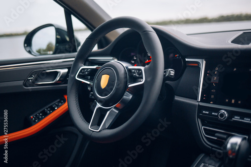 Modern and expensive car steering wheel  © Moose