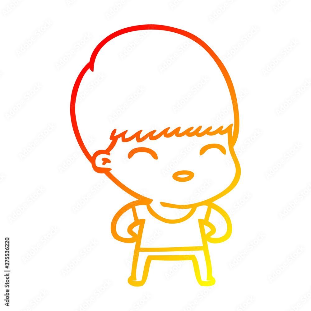 warm gradient line drawing happy cartoon boy warm gradient line drawing happy cartoon boy