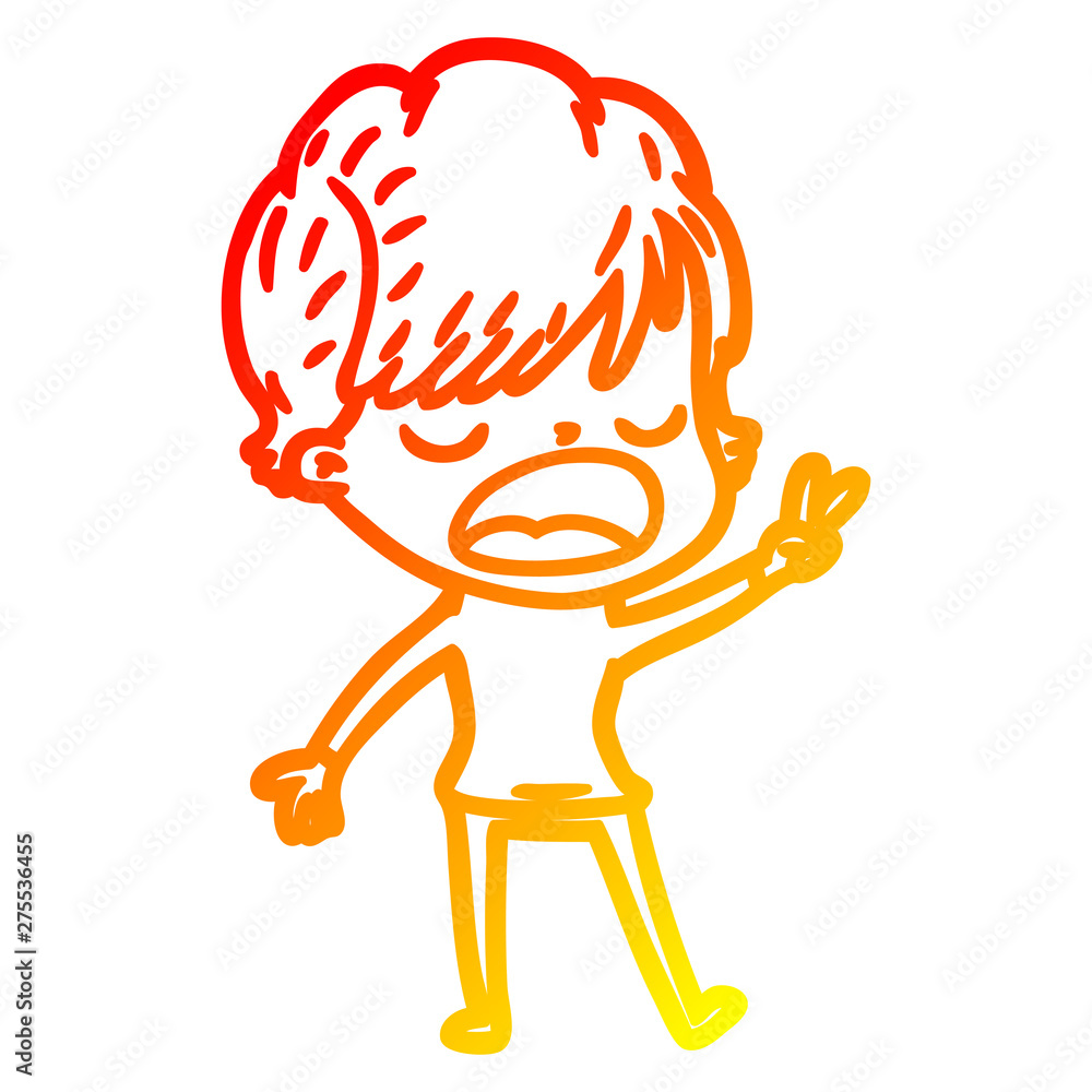 warm gradient line drawing cartoon woman talking warm gradient line drawing cartoon woman talking