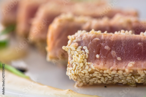 Tuna steak in a sesame crust
