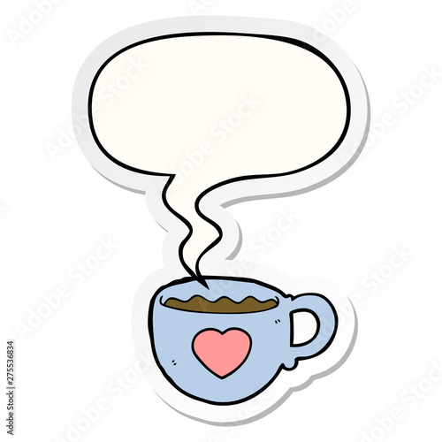 I love coffee cartoon cup and speech bubble sticker