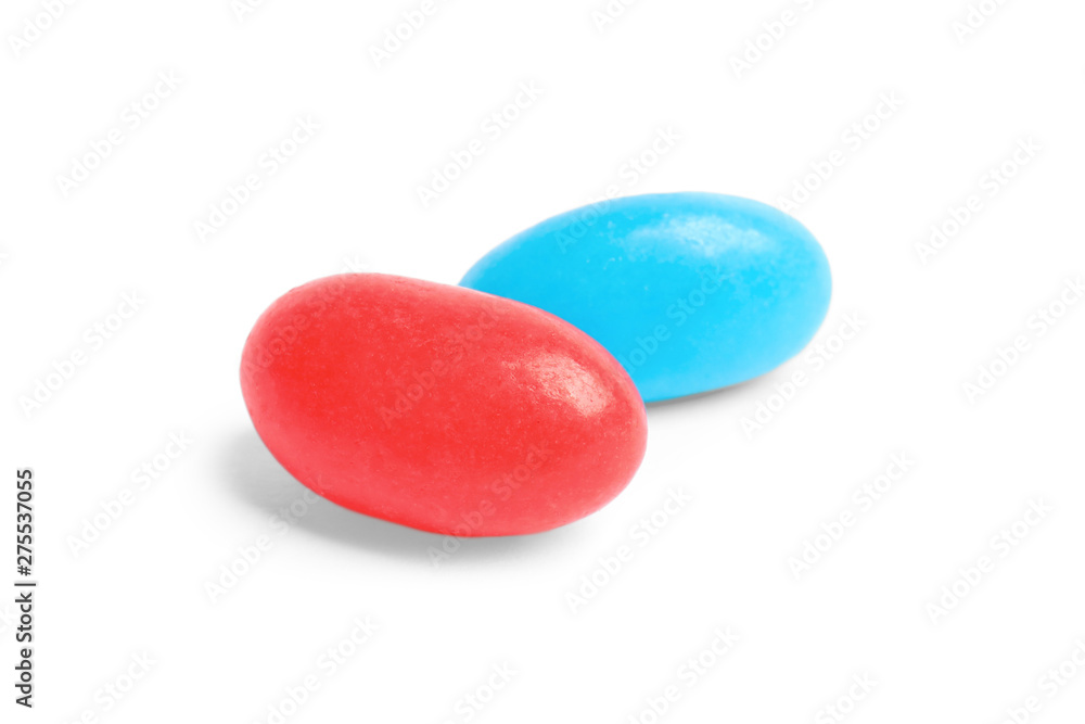 Delicious colorful jelly beans isolated on white Delicious colorful jelly beans isolated on white