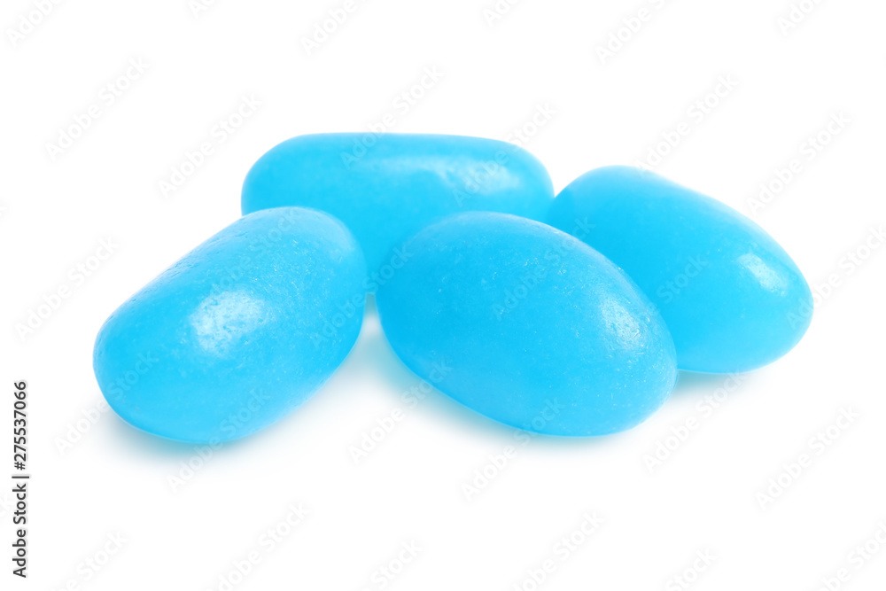 Delicious colorful jelly beans isolated on white Delicious colorful jelly beans isolated on white