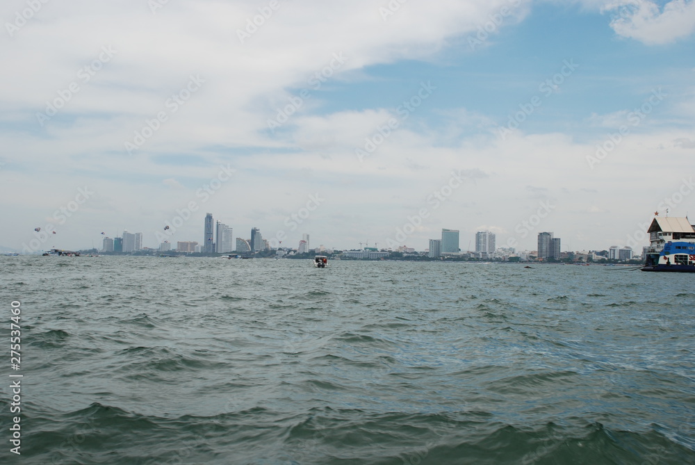 View from the sea on the big city of Pattaya View from the sea on the big city of Pattaya