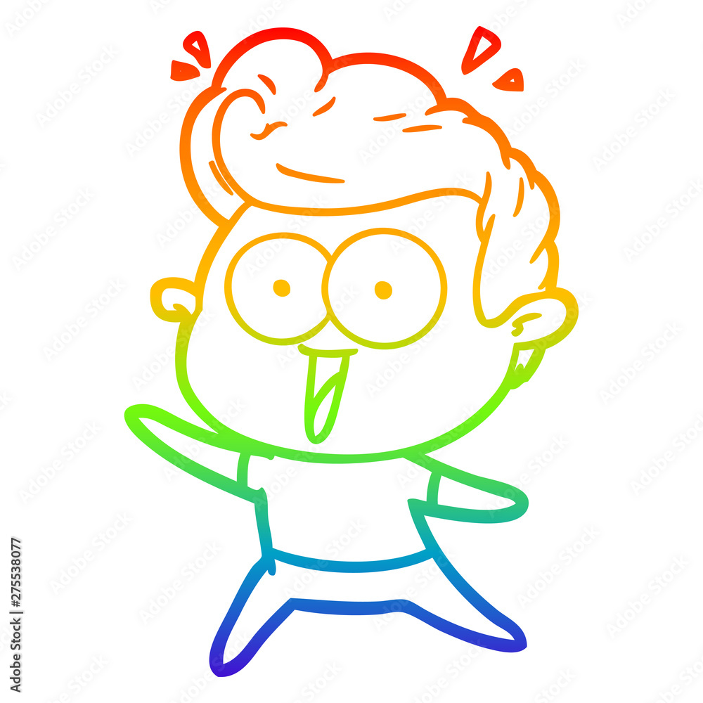 Obraz premium rainbow gradient line drawing cartoon excited man