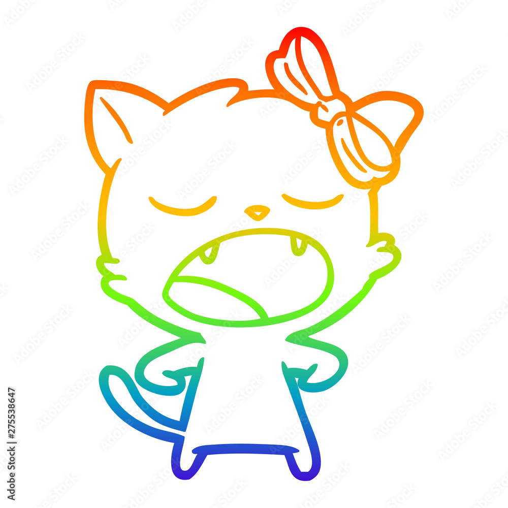 rainbow gradient line drawing cartoon yawning cat rainbow gradient line drawing cartoon yawning cat