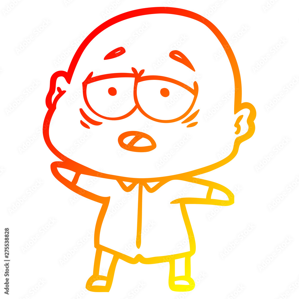 warm gradient line drawing cartoon tired bald man warm gradient line drawing cartoon tired bald man