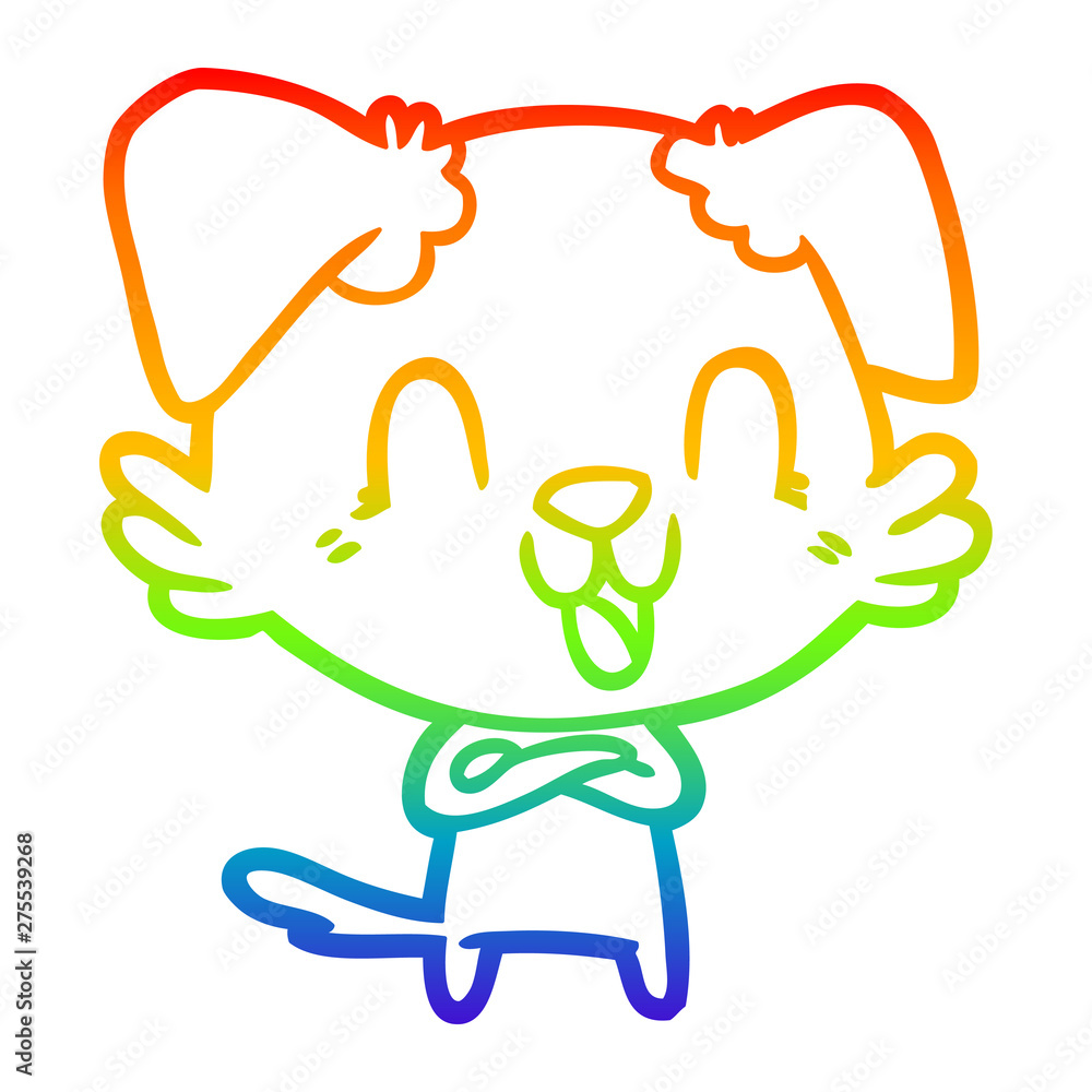 rainbow gradient line drawing laughing cartoon dog rainbow gradient line drawing laughing cartoon dog