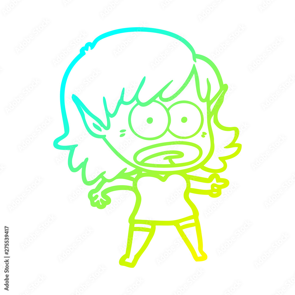 cold gradient line drawing cartoon shocked elf girl cold gradient line drawing cartoon shocked elf girl