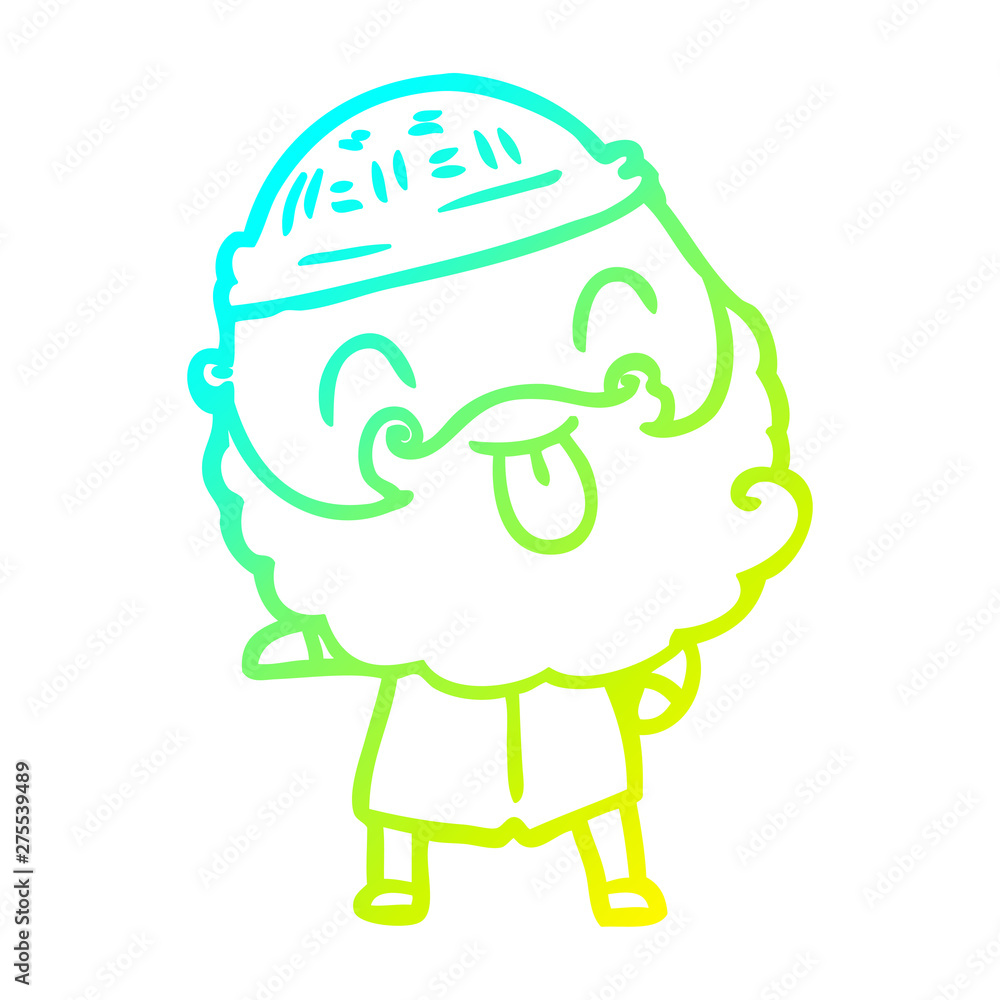 cold gradient line drawing man with beard sticking out tongue cold gradient line drawing man with beard sticking out tongue
