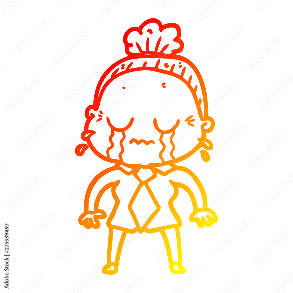 warm gradient line drawing cartoon crying old lady warm gradient line drawing cartoon crying old lady