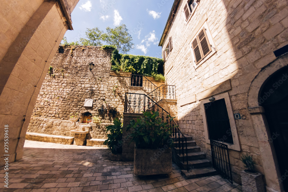 Street of the ancient town of Kotor in Montenegro