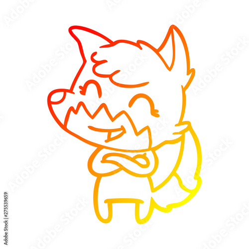 warm gradient line drawing happy cartoon fox