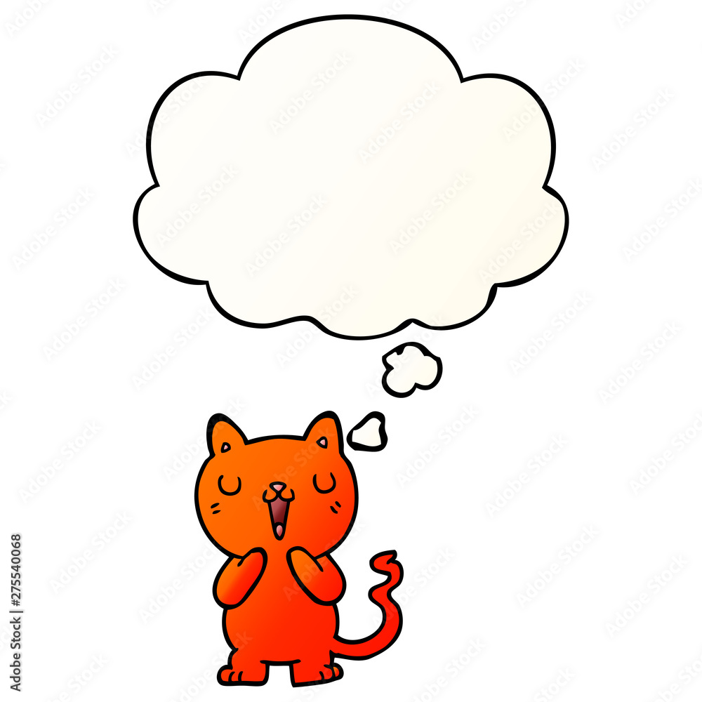 cartoon cat and thought bubble in smooth gradient style cartoon cat and thought bubble in smooth gradient style