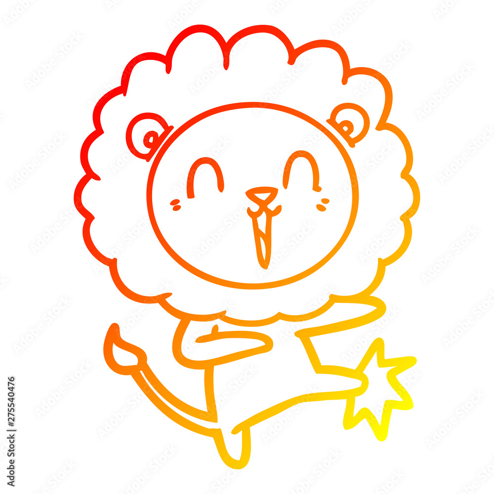 warm gradient line drawing laughing lion cartoon warm gradient line drawing laughing lion cartoon