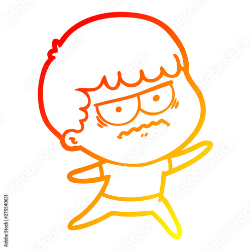 warm gradient line drawing cartoon annoyed man