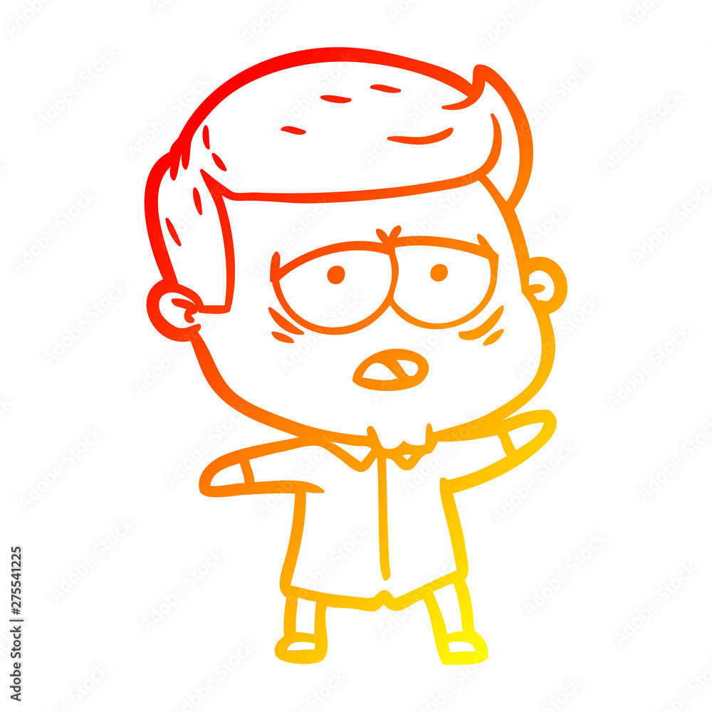 warm gradient line drawing cartoon tired man warm gradient line drawing cartoon tired man