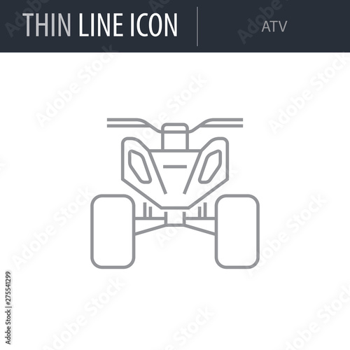 Symbol of Atv. Thin line Icon of Transportation. Stroke Pictogram Graphic for Web Design. Quality Outline Vector Symbol Concept. Premium Mono Linear Beautiful Plain Laconic Logo