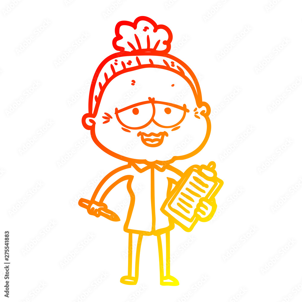 warm gradient line drawing cartoon happy old lady warm gradient line drawing cartoon happy old lady