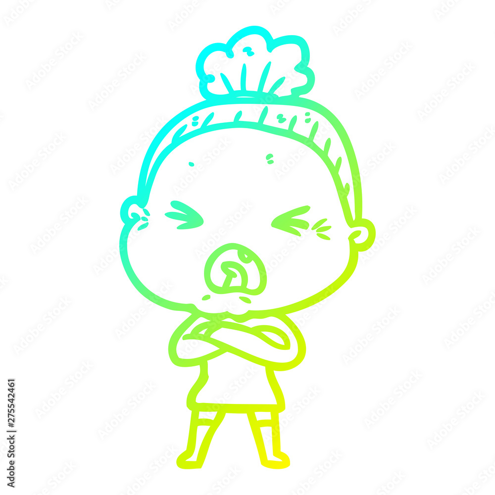 cold gradient line drawing cartoon angry old woman cold gradient line drawing cartoon angry old woman
