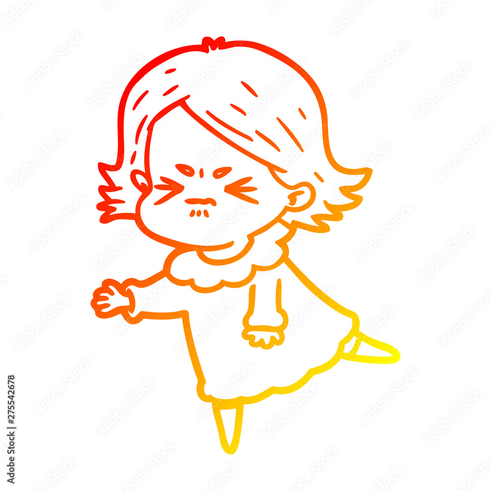 warm gradient line drawing cartoon angry woman warm gradient line drawing cartoon angry woman