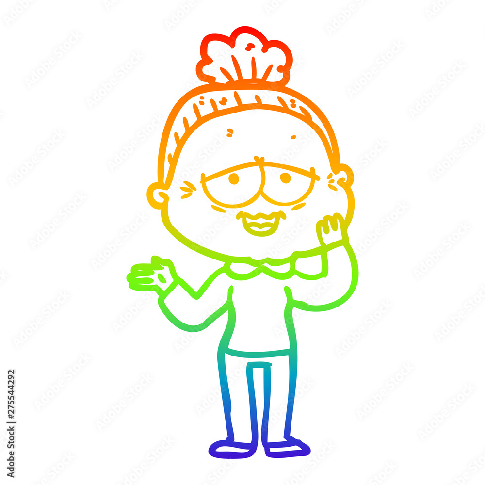 rainbow gradient line drawing cartoon happy old lady rainbow gradient line drawing cartoon happy old lady