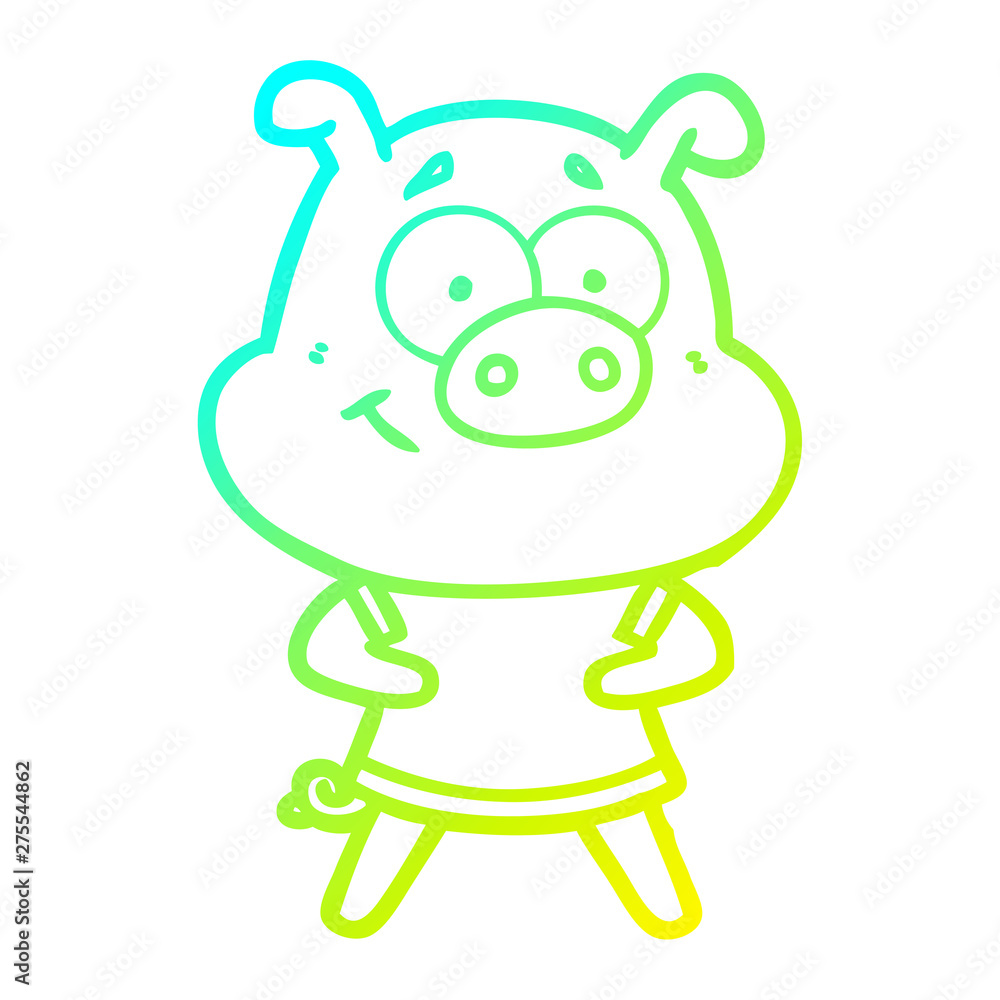 cold gradient line drawing happy cartoon pig cold gradient line drawing happy cartoon pig